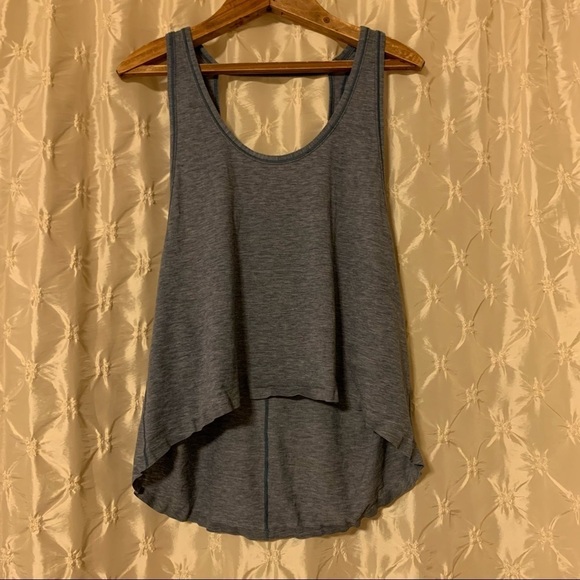 Lululemon Intended Tank Top Hi Low Deep V Back Blue - Picture 3 of 13